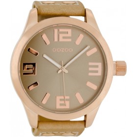 OOZOO Timepieces 51mm Rosegold Sand Leather Strap C1101